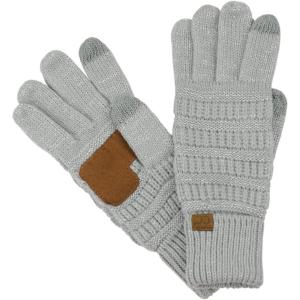 imageCC Unisex Cable Knit Winter Warm AntiSlip Touchscreen Texting GlovesMetallic Silver