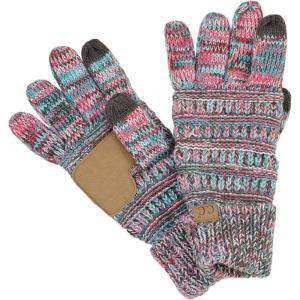 imageCC Unisex Cable Knit Winter Warm AntiSlip Touchscreen Texting GlovesMintRed Mix