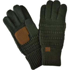 imageCC Unisex Cable Knit Winter Warm AntiSlip Touchscreen Texting GlovesMoss