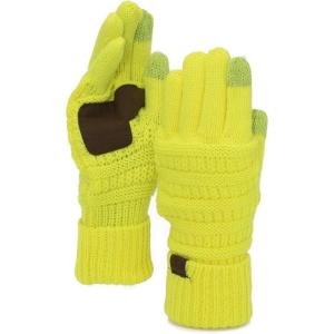 imageCC Unisex Cable Knit Winter Warm AntiSlip Touchscreen Texting GlovesNeon Yellow