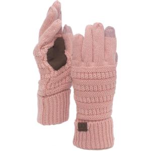 imageCC Unisex Cable Knit Winter Warm AntiSlip Touchscreen Texting GlovesPeach