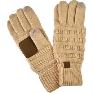 imageCC Unisex Cable Knit Winter Warm AntiSlip Touchscreen Texting GlovesPeanut