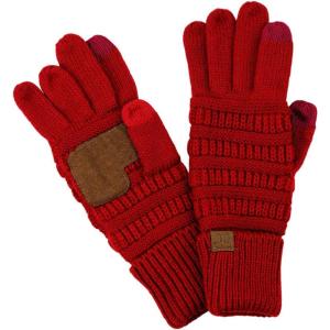 imageCC Unisex Cable Knit Winter Warm AntiSlip Touchscreen Texting GlovesRed