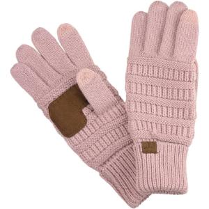 imageCC Unisex Cable Knit Winter Warm AntiSlip Touchscreen Texting GlovesRose Metallic