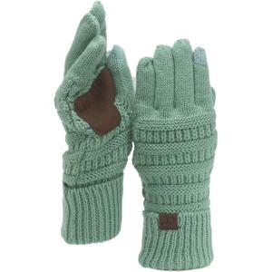 imageCC Unisex Cable Knit Winter Warm AntiSlip Touchscreen Texting GlovesSage Green