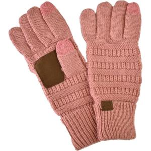 imageCC Unisex Cable Knit Winter Warm AntiSlip Touchscreen Texting GlovesSalmon Pink