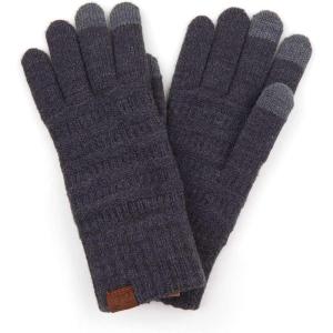 imageCC Unisex Cable Knit Winter Warm AntiSlip Touchscreen Texting GlovesSimple Dark Melange Gray