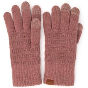 imageCC Unisex Cable Knit Winter Warm AntiSlip Touchscreen Texting GlovesSimple Dark Rose