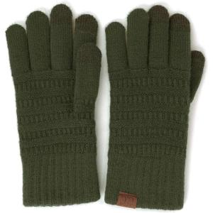 imageCC Unisex Cable Knit Winter Warm AntiSlip Touchscreen Texting GlovesSimple Military Olive