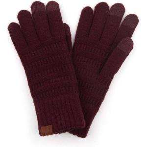 imageCC Unisex Cable Knit Winter Warm AntiSlip Touchscreen Texting GlovesSimple Wine