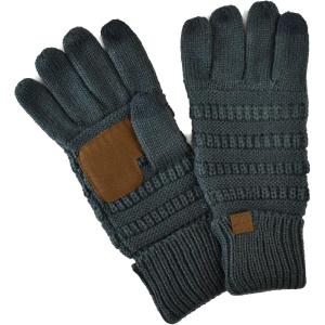 imageCC Unisex Cable Knit Winter Warm AntiSlip Touchscreen Texting GlovesTeal Gray