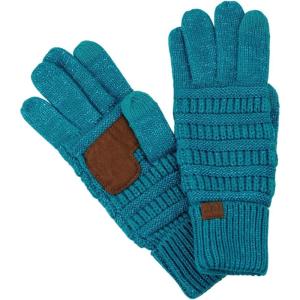 imageCC Unisex Cable Knit Winter Warm AntiSlip Touchscreen Texting GlovesTeal Metallic