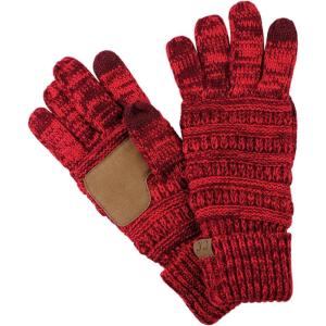 imageCC Unisex Cable Knit Winter Warm AntiSlip Touchscreen Texting GlovesTwo Tone Burgundy