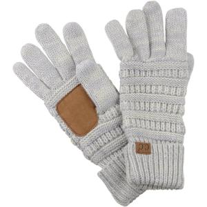 imageCC Unisex Cable Knit Winter Warm AntiSlip Touchscreen Texting GlovesTwo Tone Light Gray