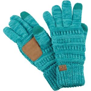 imageCC Unisex Cable Knit Winter Warm AntiSlip Touchscreen Texting GlovesTwo Tone Mint