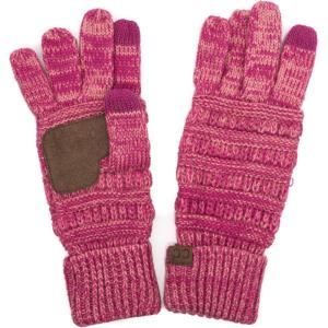 imageCC Unisex Cable Knit Winter Warm AntiSlip Touchscreen Texting GlovesTwo Tone Pink