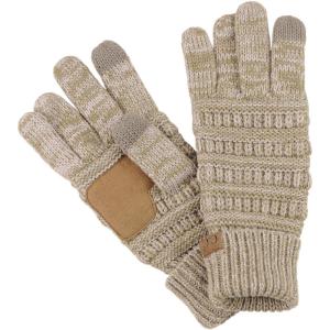 imageCC Unisex Cable Knit Winter Warm AntiSlip Touchscreen Texting GlovesTwo Tone Taupe