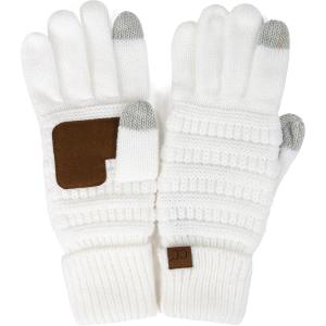 imageCC Unisex Cable Knit Winter Warm AntiSlip Touchscreen Texting GlovesWhite