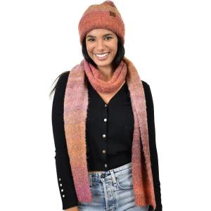 imageCC Unisex EcoFriendly Recycled Yarn Wool Blend Convertible Beanie and Scarf Set and Scarf SetAcai Berry Mix