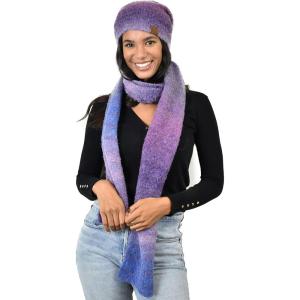 imageCC Unisex EcoFriendly Recycled Yarn Wool Blend Convertible Beanie and Scarf Set and Scarf SetPurple Mix