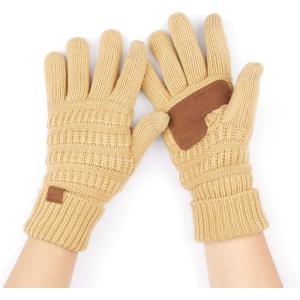 imageCC Unisex Knit Thick Warm Soft Stretch Fuzzy Lined Solid Ribbed Glove with Smart Tips G25G707Camel