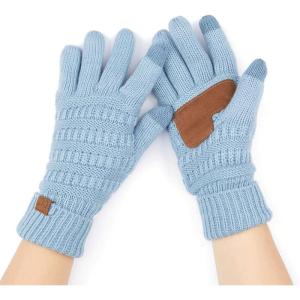 imageCC Unisex Knit Thick Warm Soft Stretch Fuzzy Lined Solid Ribbed Glove with Smart Tips G25G707Denimcc
