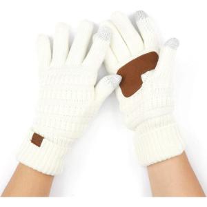 imageCC Unisex Knit Thick Warm Soft Stretch Fuzzy Lined Solid Ribbed Glove with Smart Tips G25G707Ivory