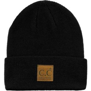 imageCC Unisex Plain Cuff Skull Cap Winter Knit Beanie HatBlack