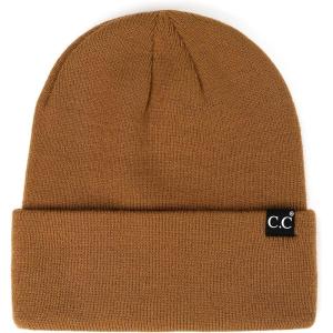 imageCC Unisex Plain Cuff Skull Cap Winter Knit Beanie HatBlack Label Chocolate Brown
