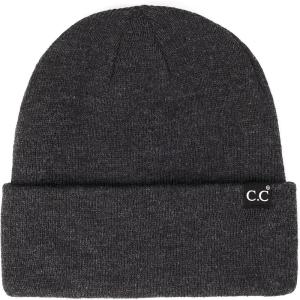 imageCC Unisex Plain Cuff Skull Cap Winter Knit Beanie HatBlack Label Dark Melange Gray