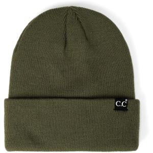 imageCC Unisex Plain Cuff Skull Cap Winter Knit Beanie HatBlack Label Dark Olive
