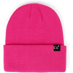 imageCC Unisex Plain Cuff Skull Cap Winter Knit Beanie HatBlack Label Fuchsia