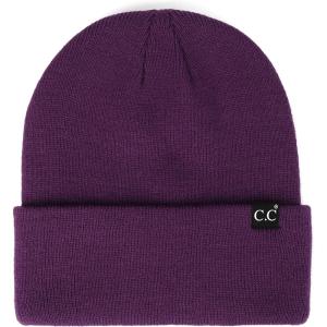 imageCC Unisex Plain Cuff Skull Cap Winter Knit Beanie HatBlack Label Plum