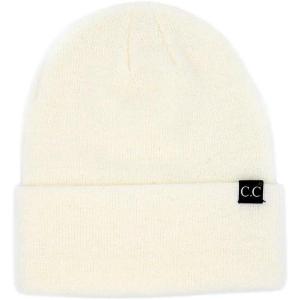 imageCC Unisex Plain Cuff Skull Cap Winter Knit Beanie HatBlack Label White