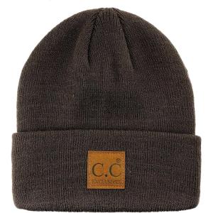 imageCC Unisex Plain Cuff Skull Cap Winter Knit Beanie HatBrown