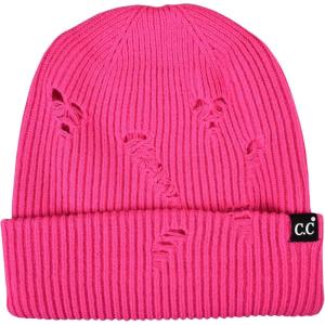 imageCC Unisex Plain Cuff Skull Cap Winter Knit Beanie HatDistressed Fuchsia
