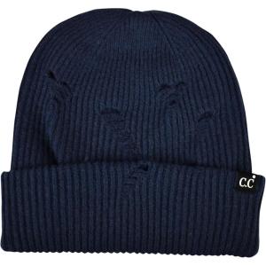 imageCC Unisex Plain Cuff Skull Cap Winter Knit Beanie HatDistressed Navy