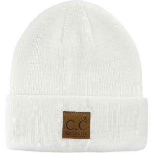 imageCC Unisex Plain Cuff Skull Cap Winter Knit Beanie HatIvory
