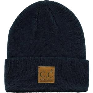 imageCC Unisex Plain Cuff Skull Cap Winter Knit Beanie HatNavy