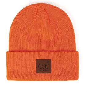 imageCC Unisex Plain Cuff Skull Cap Winter Knit Beanie HatNeon Orange