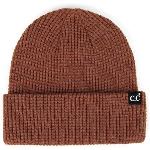 imageCC Unisex Plain Cuff Skull Cap Winter Knit Beanie HatSquare Stitch Chocolate Brown