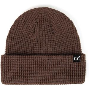 imageCC Unisex Plain Cuff Skull Cap Winter Knit Beanie HatSquare Stitch Dark Olive