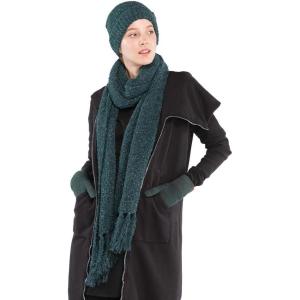 imageCC Unisex Soft Stretch Confetti Boucle Yarn Knit Beanie and Matching Fringe Scarf SetDeep Pine