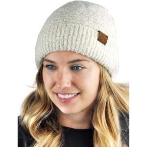 imageCC Unisex Solid Color Warm Boucle Knit Skull Cap Cuff BeanieBlack