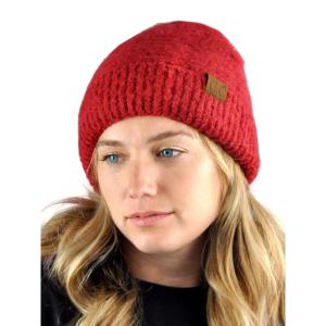 imageCC Unisex Solid Color Warm Boucle Knit Skull Cap Cuff BeanieChili Pepper