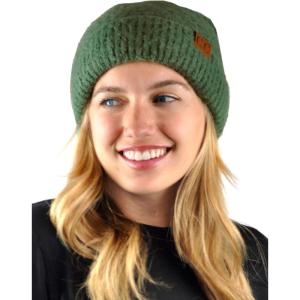 imageCC Unisex Solid Color Warm Boucle Knit Skull Cap Cuff BeanieForest Green