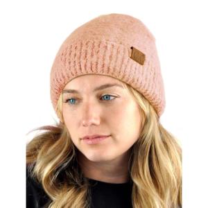 imageCC Unisex Solid Color Warm Boucle Knit Skull Cap Cuff BeanieRose