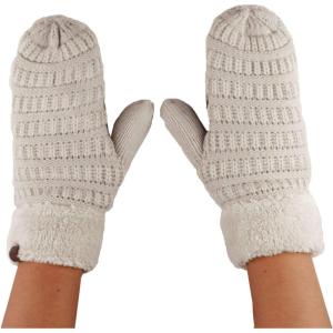 imageCC Unisex Winter Warm Inner Fuzzy Lined AntiSlip Cuff MittensIvory