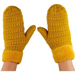 imageCC Unisex Winter Warm Inner Fuzzy Lined AntiSlip Cuff MittensMustard