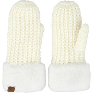 imageCC Waffle Knit Mittens For Women  Acrylic Stretchable Soft Warm Knit Cold weather Winter GlovesIvory